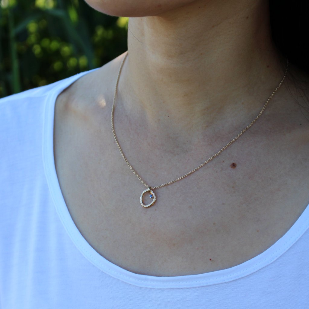 Blooming Branch Circle with Sapphire Necklace - Kathryn Rebecca