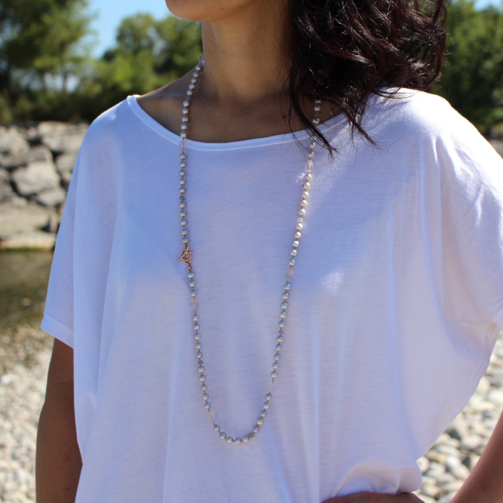Long gray pearl necklace - Kathryn Rebecca