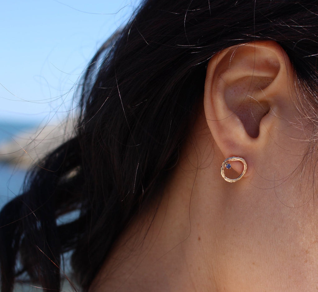 Blooming Branch Circle with Sapphire Earrings - Kathryn Rebecca