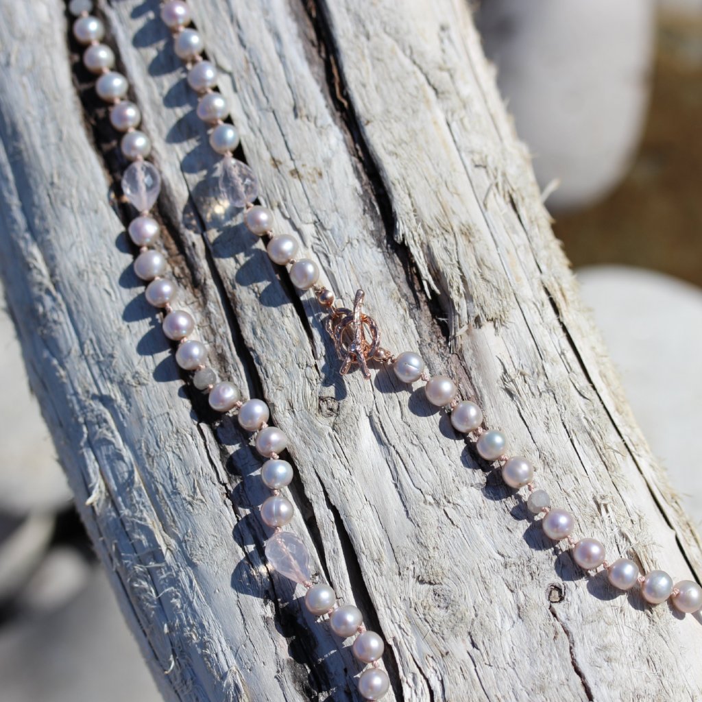 Long gray pearl necklace - Kathryn Rebecca