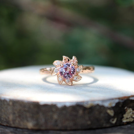 Leaf Halo Engagement ring - Kathryn Rebecca