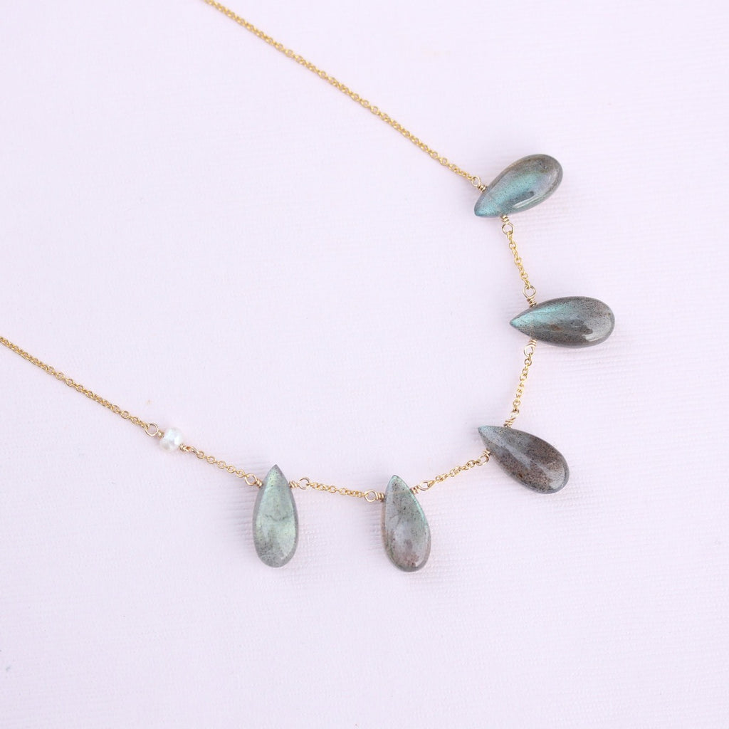 Delicate gemstone drop necklace