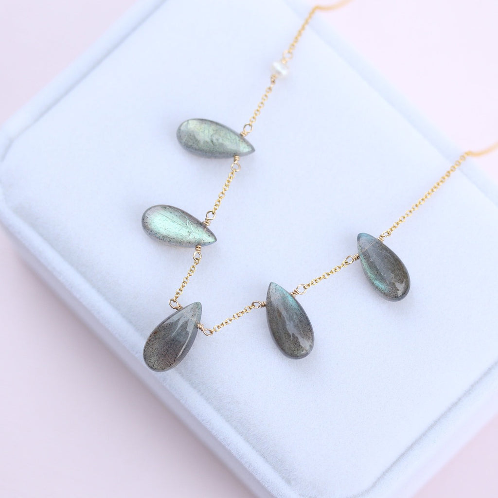 Delicate gemstone drop necklace