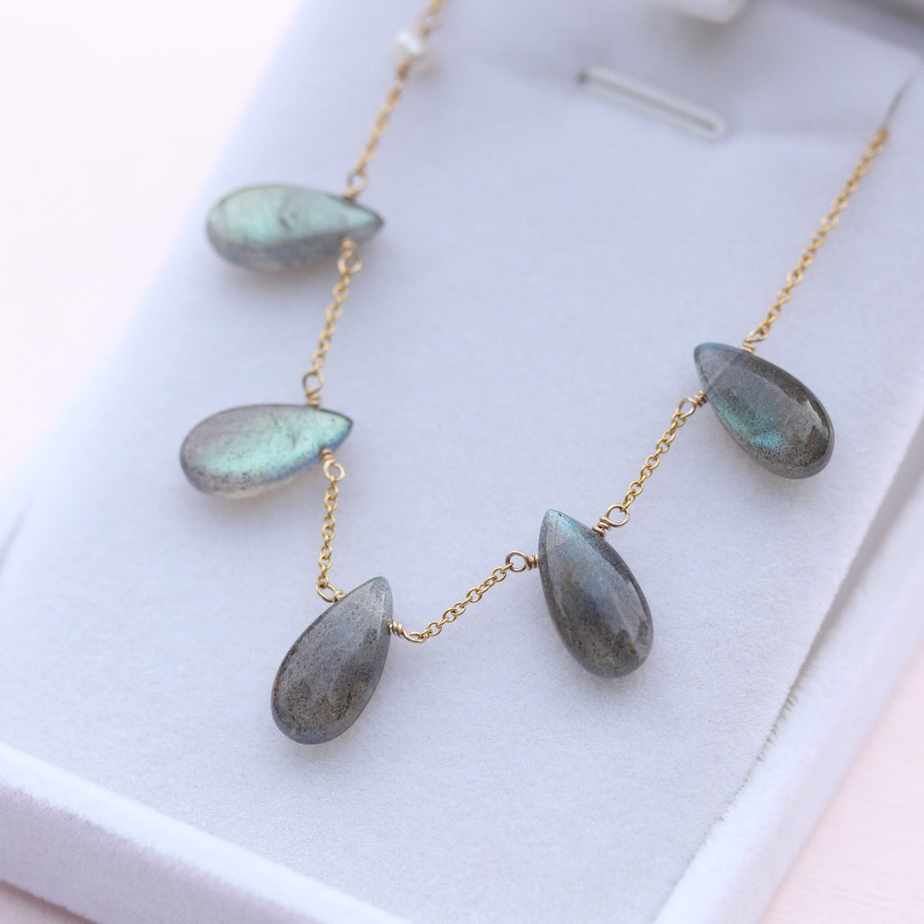 Delicate gemstone drop necklace