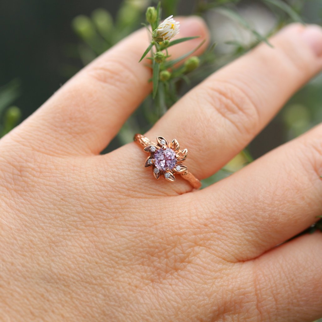 Leaf Halo Engagement ring - Kathryn Rebecca