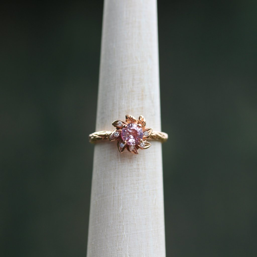 Leaf Halo Engagement ring - Kathryn Rebecca