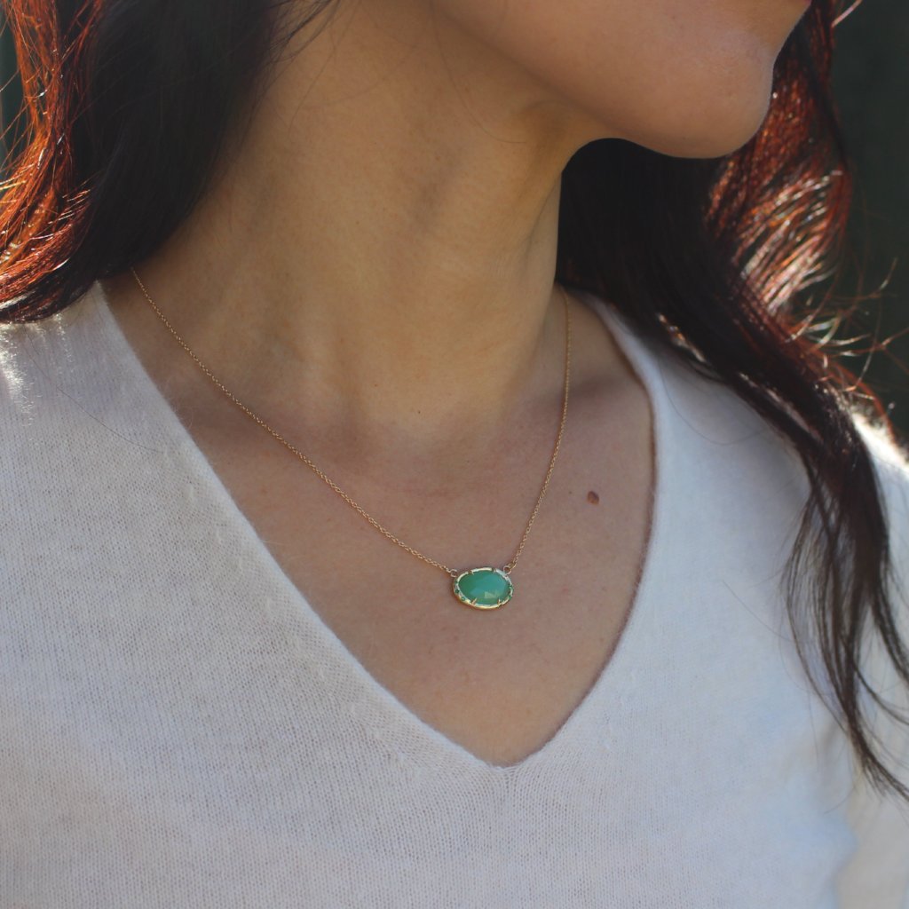Chrysoprase and emerald necklace - Kathryn Rebecca