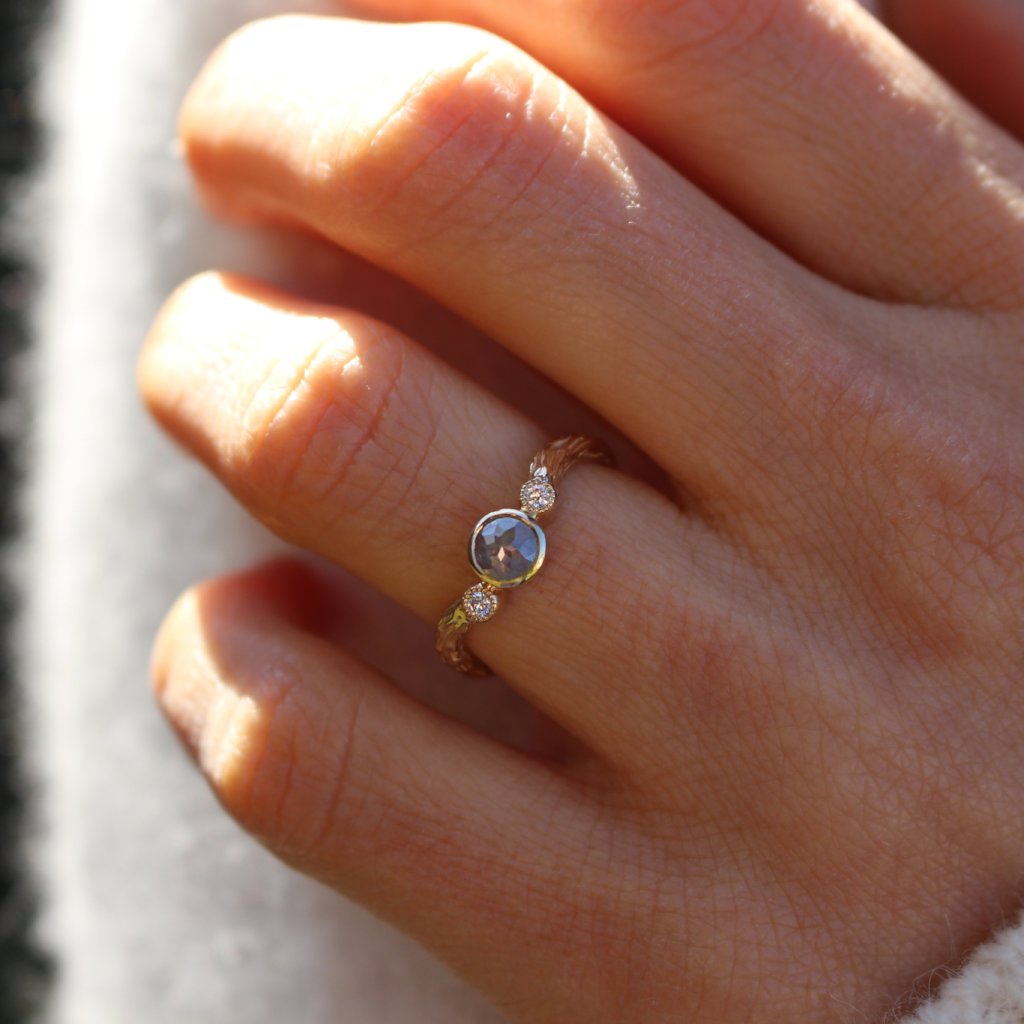 Rose cut diamond branch Engagement ring - Kathryn Rebecca