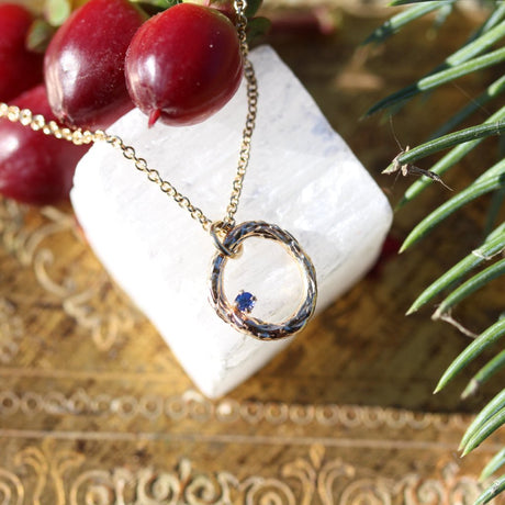 Blooming Branch Circle with Sapphire Necklace - Kathryn Rebecca