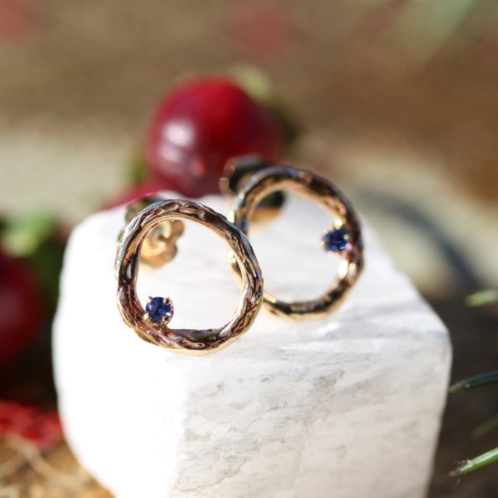 Blooming Branch Circle with Sapphire Earrings - Kathryn Rebecca