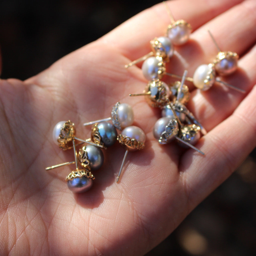 Detailed Pearl Studs - Kathryn Rebecca