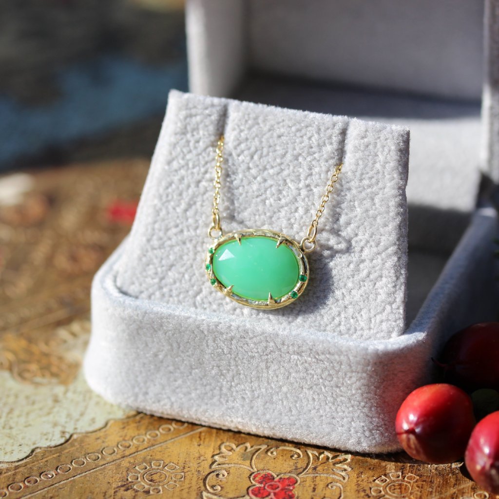 Chrysoprase and emerald necklace - Kathryn Rebecca