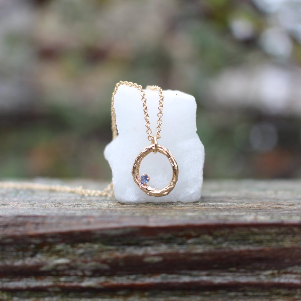 Blooming Branch Circle with Sapphire Necklace - Kathryn Rebecca