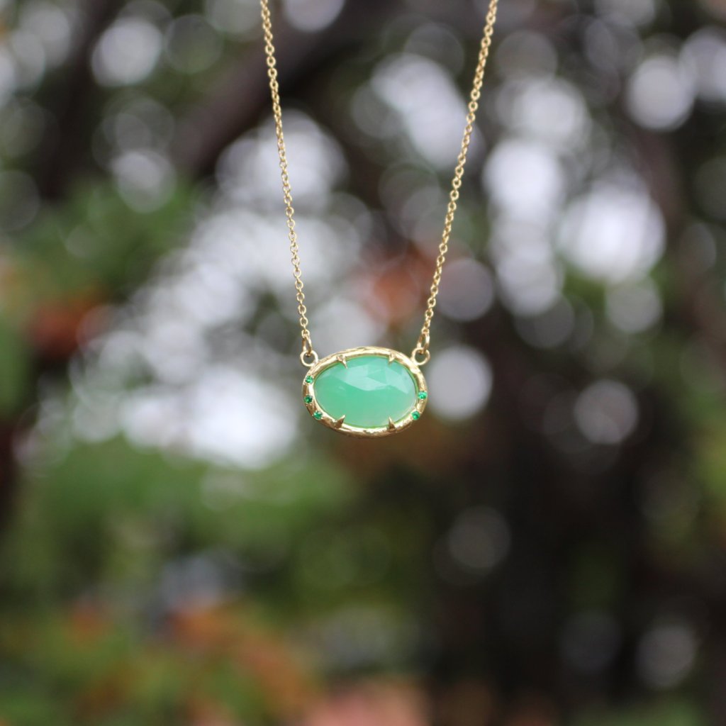 Chrysoprase and emerald necklace - Kathryn Rebecca