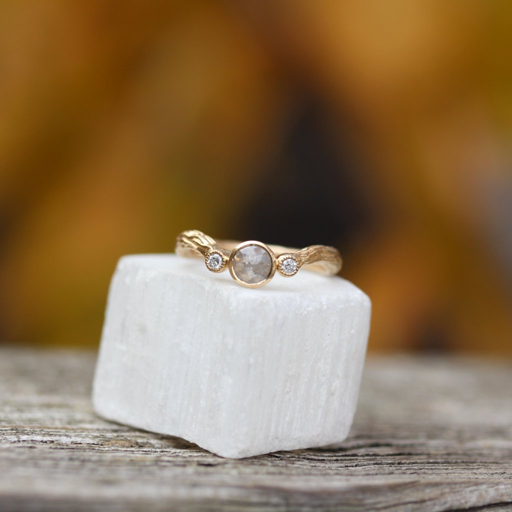 Rose cut diamond branch Engagement ring - Kathryn Rebecca