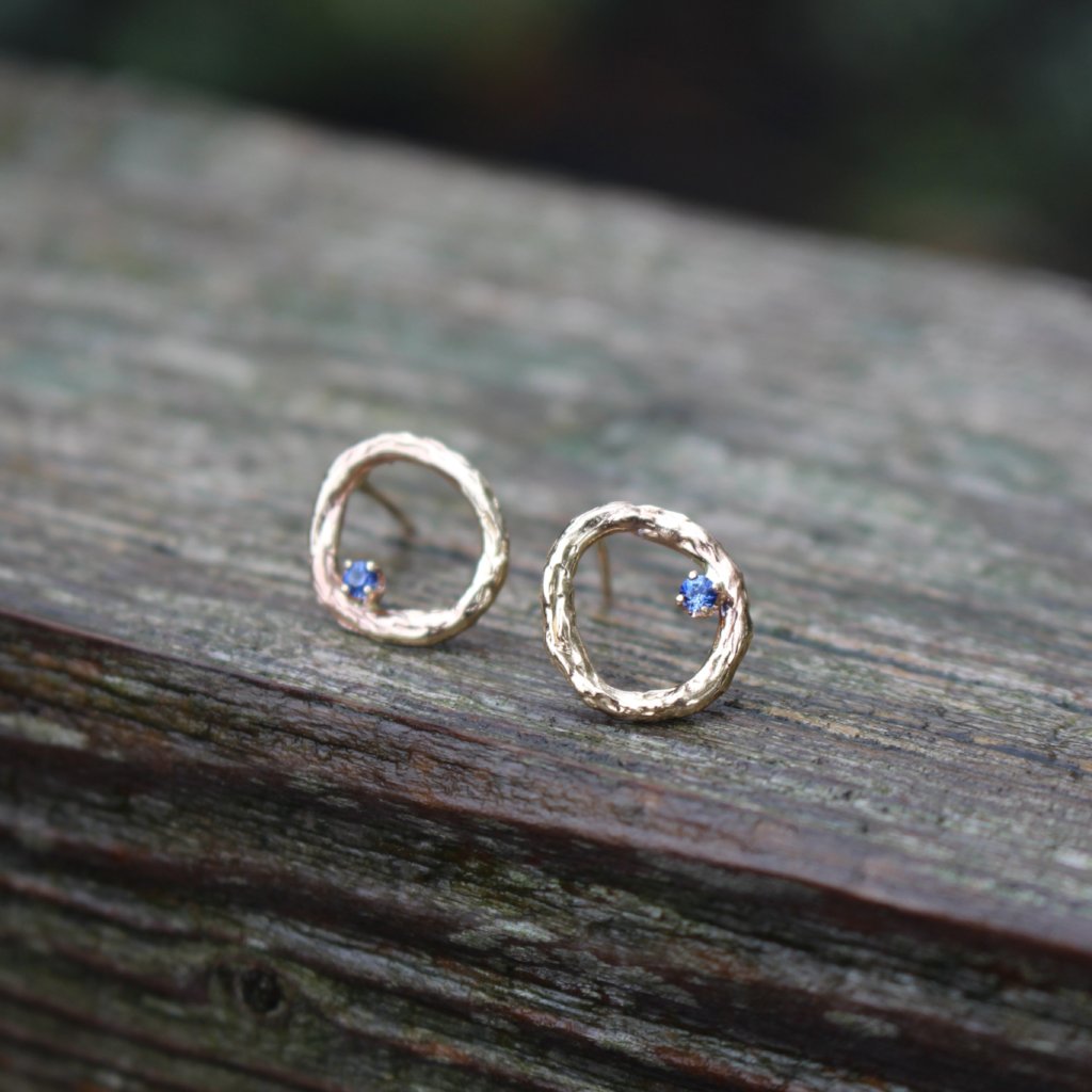 Blooming Branch Circle with Sapphire Earrings - Kathryn Rebecca