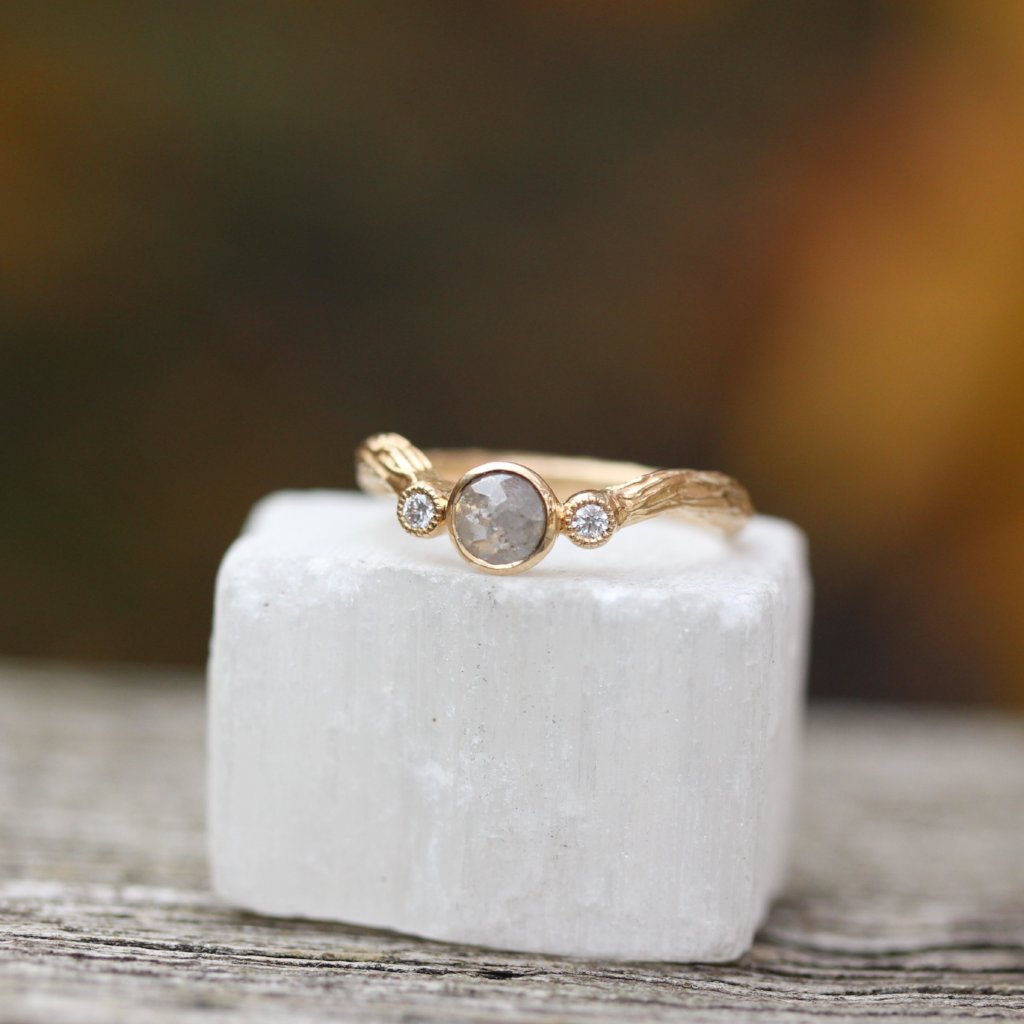 Rose cut diamond branch Engagement ring - Kathryn Rebecca