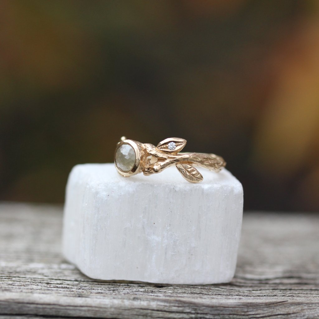 Leaf and Branch Rose cut Engagement ring - Kathryn Rebecca