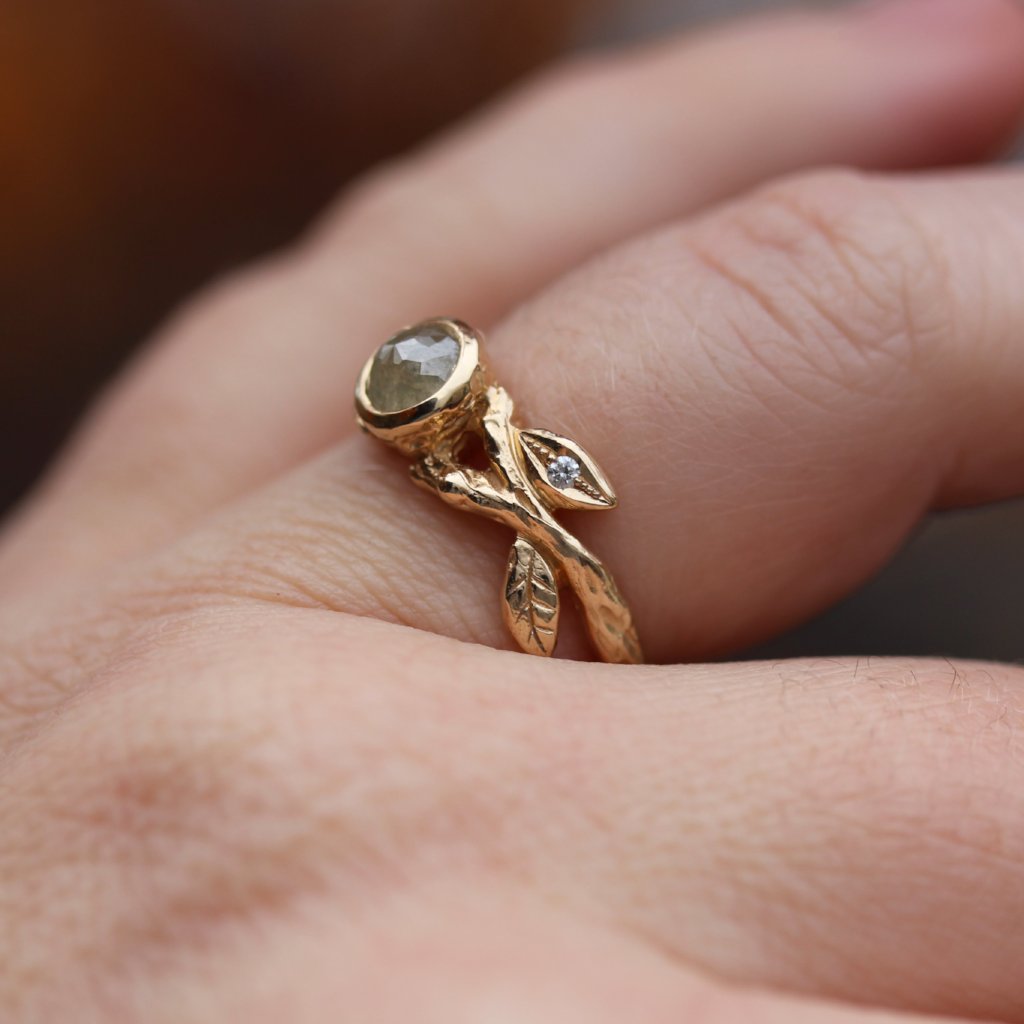 Leaf and Branch Rose cut Engagement ring - Kathryn Rebecca