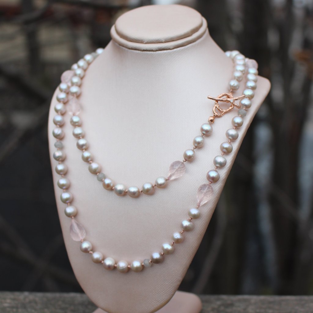 Long gray pearl necklace - Kathryn Rebecca