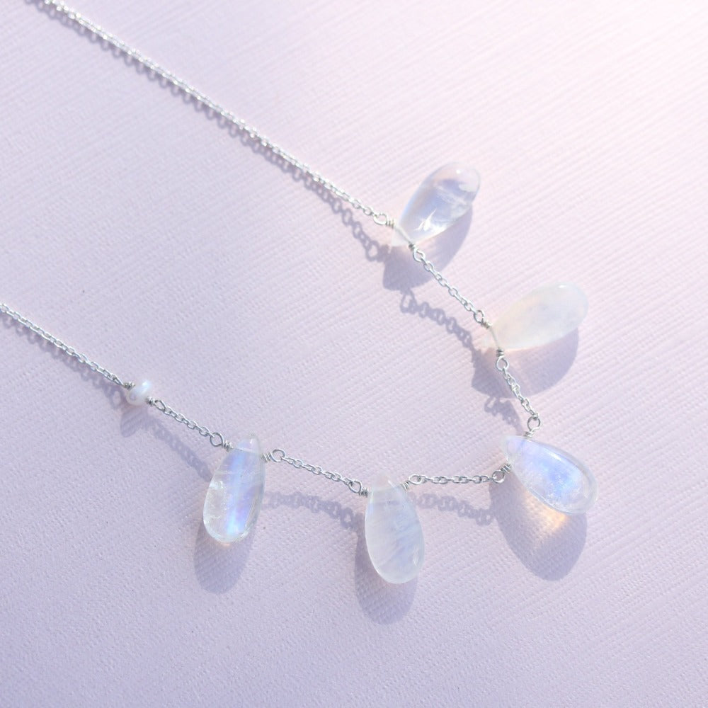 Delicate gemstone drop necklace