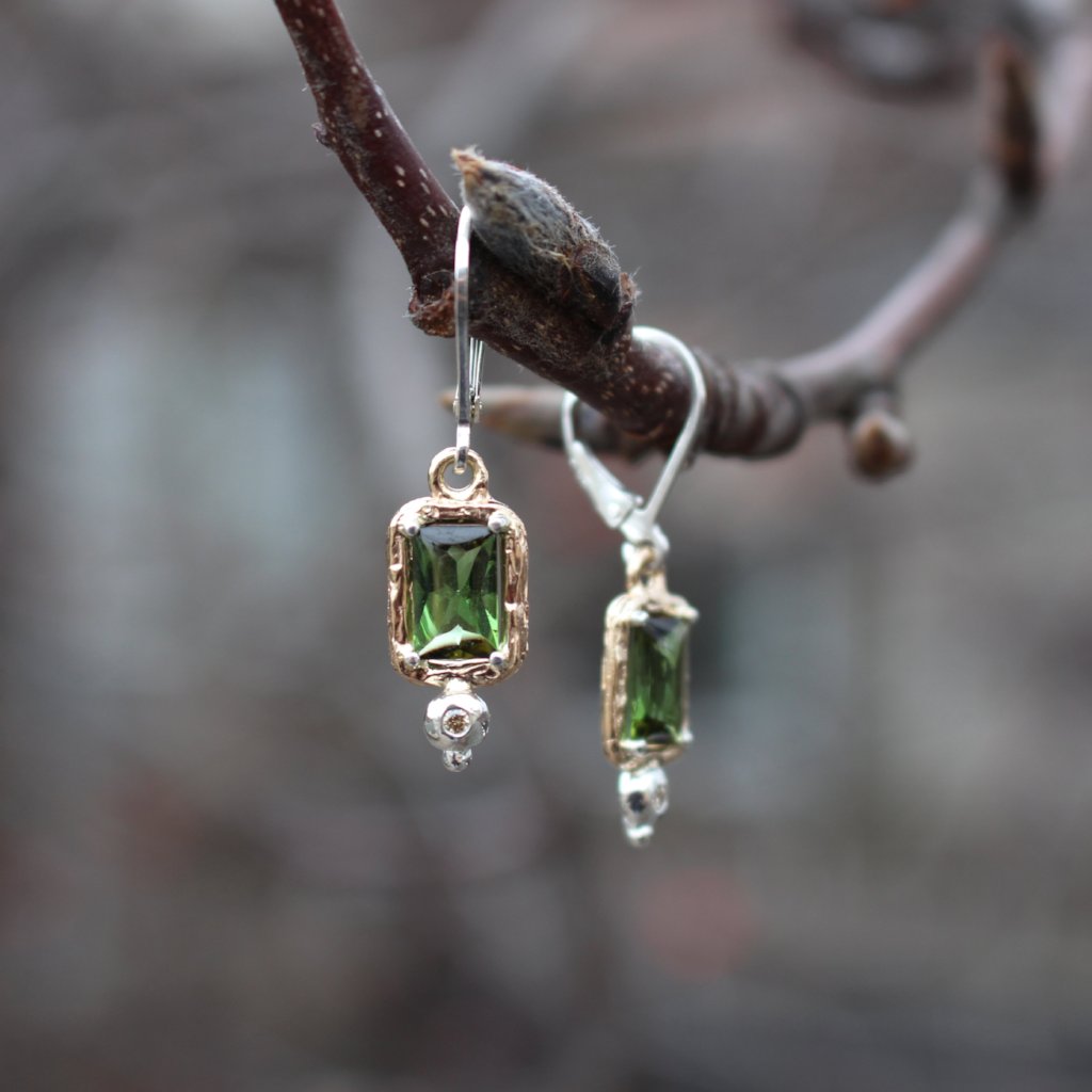 Tourmaline Two tone drop Earrings - Kathryn Rebecca