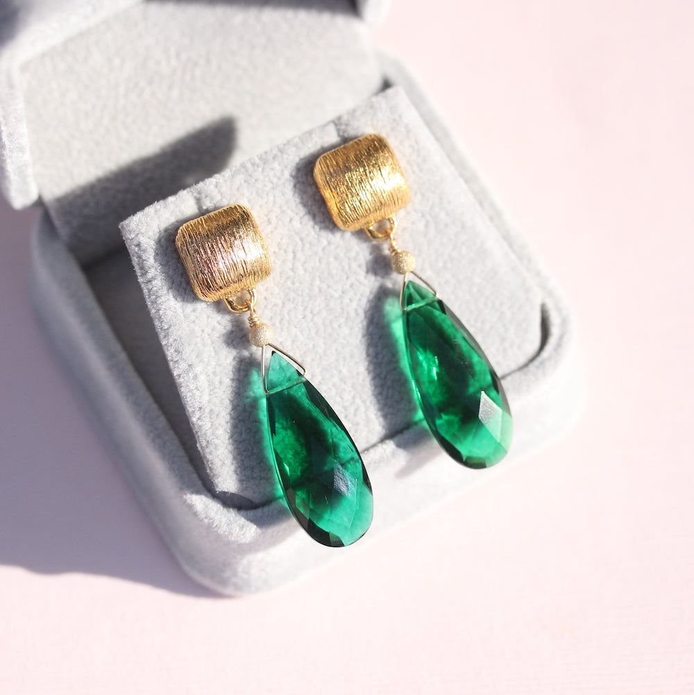Large drop earring with gemstone