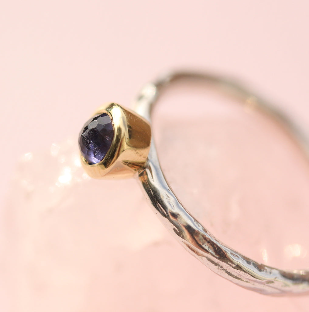 Iolite bezel branch ring