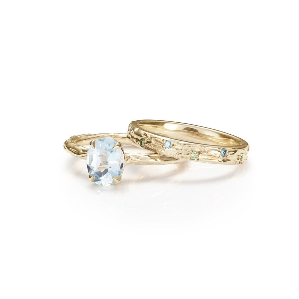 aquamarine engagement ring with band