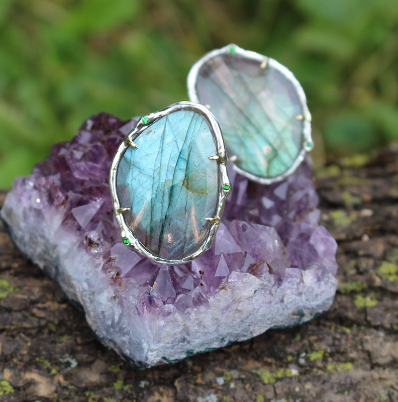 labradorite studs