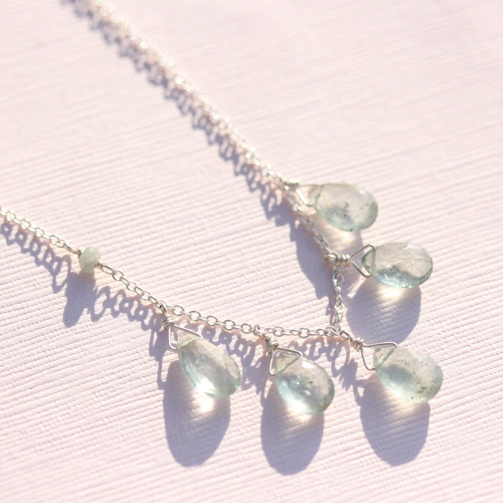 Moss Aquamarine Necklace - 5 stone