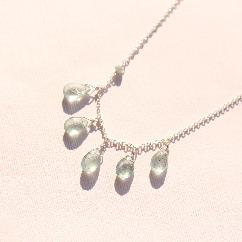 Moss Aquamarine Necklace - 5 stone