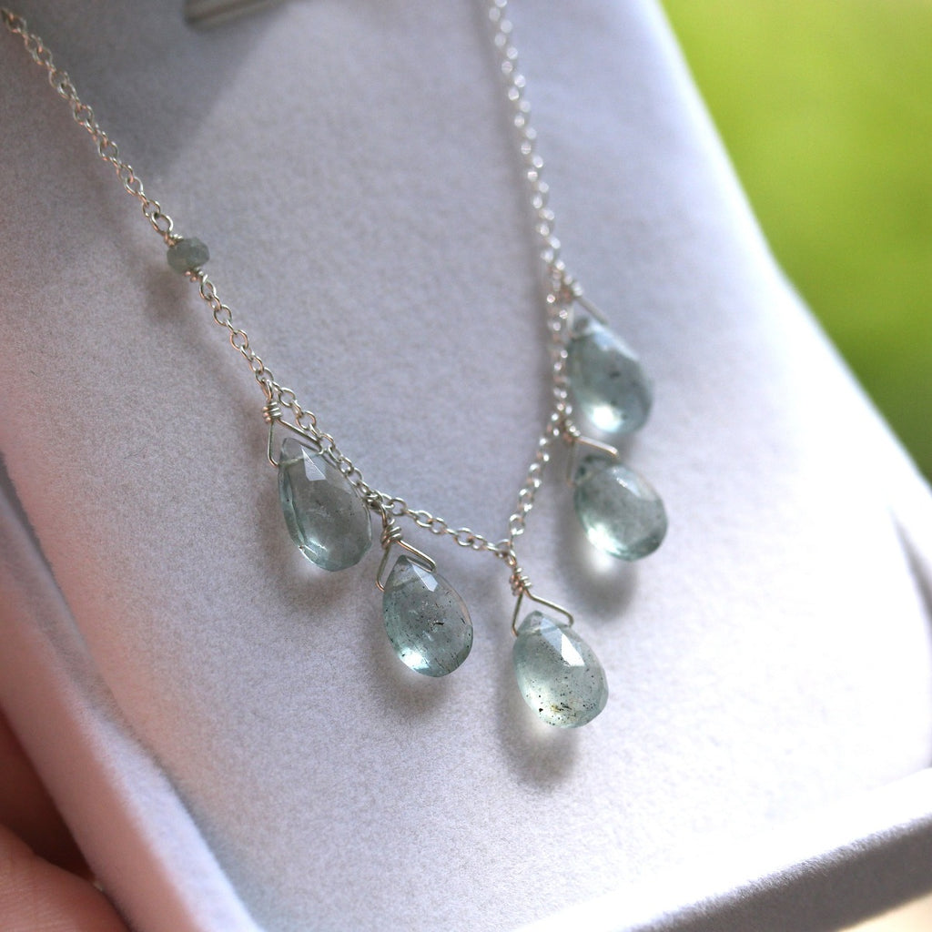 Moss Aquamarine Necklace - 5 stone