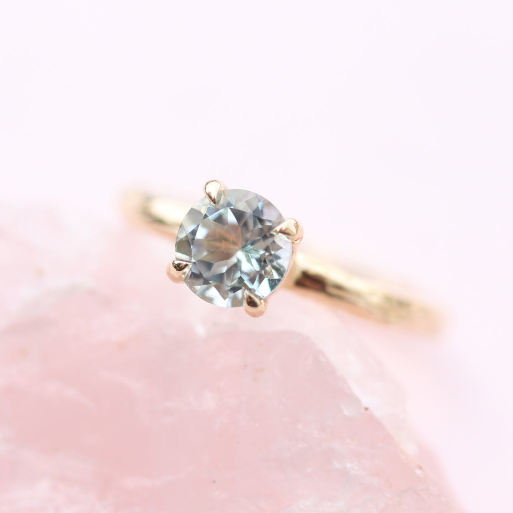 Aquamarine organic solitaire ring 