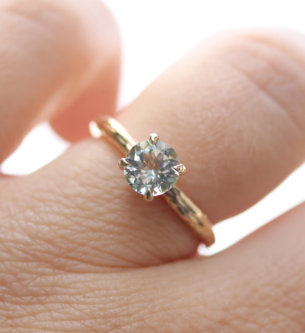 Aquamarine organic engagement ring