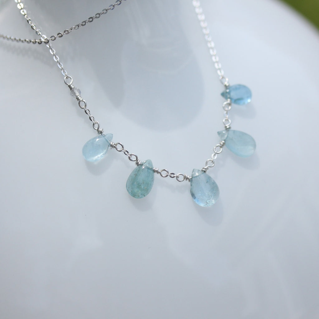 Aquamarine Necklace - 5 stone