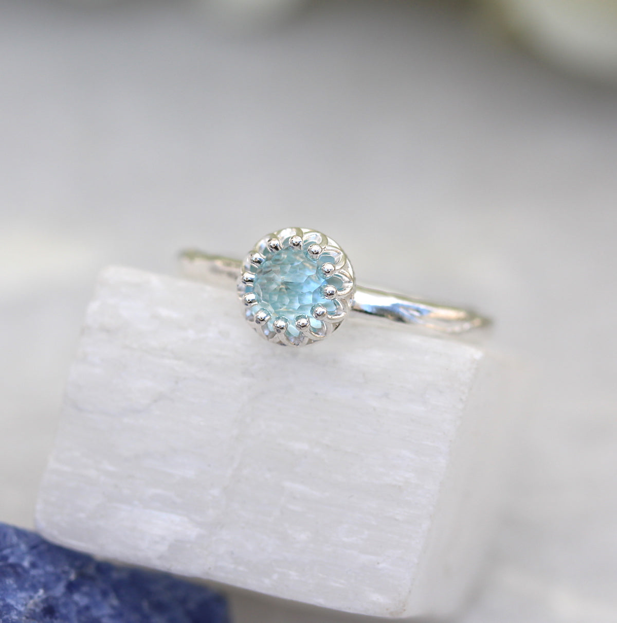 Rose Cut Gemstone Ring in Sterling Silver |  Crown Jewel | 6mm