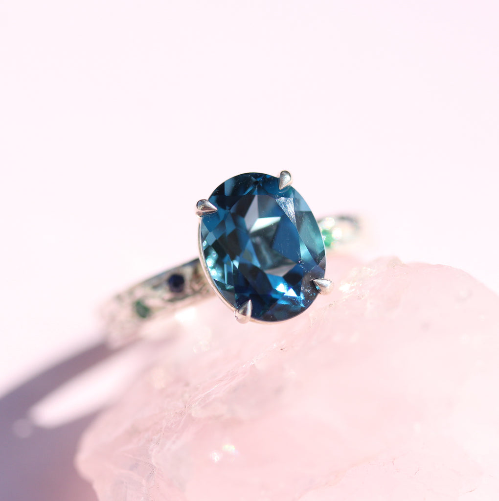 Blue Topaz Blooming Branch Ring