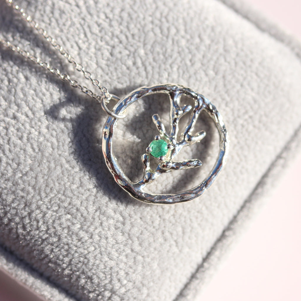 Large Circle pendant - Blooming branches