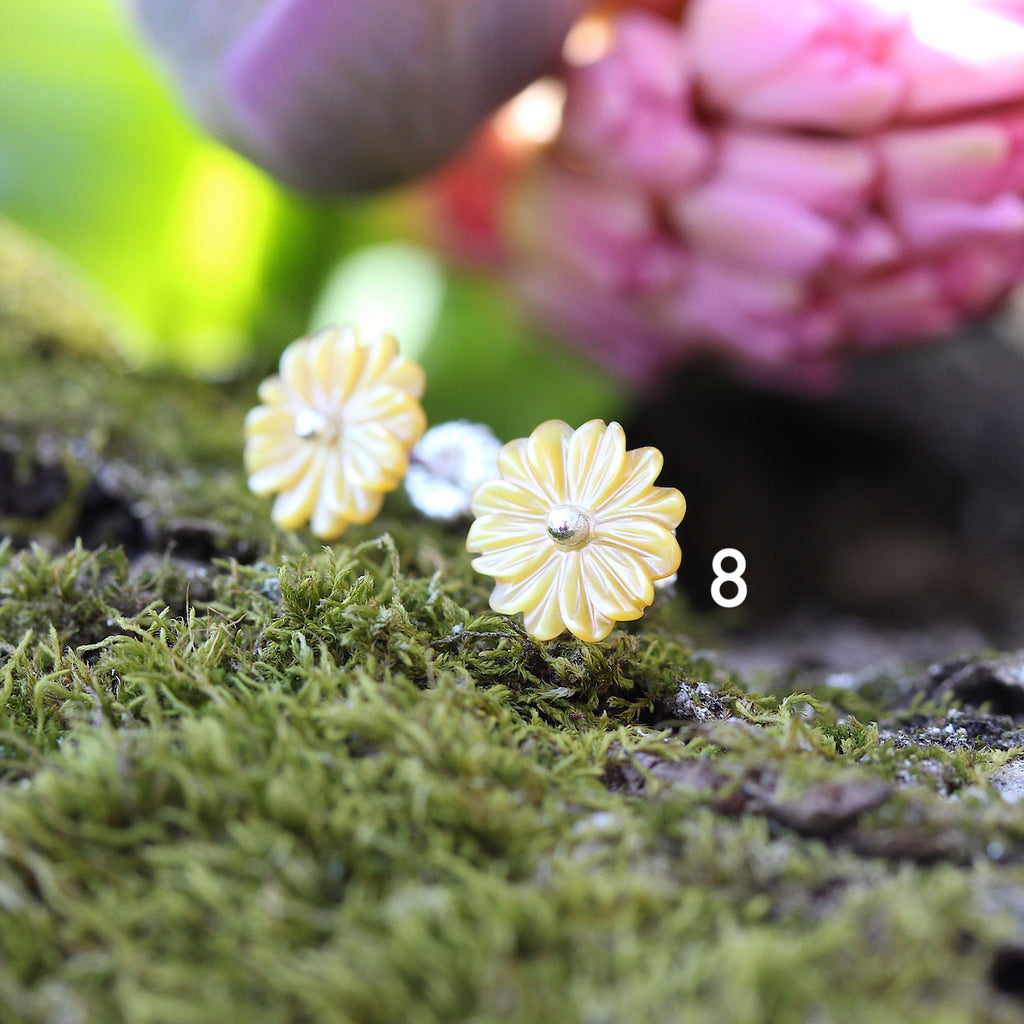 Carved Shell Floral Studs