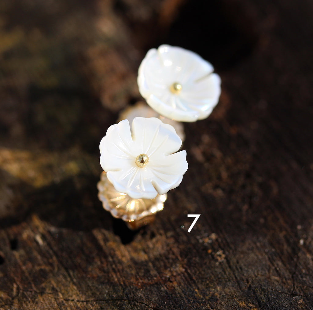 Carved Shell Floral Studs