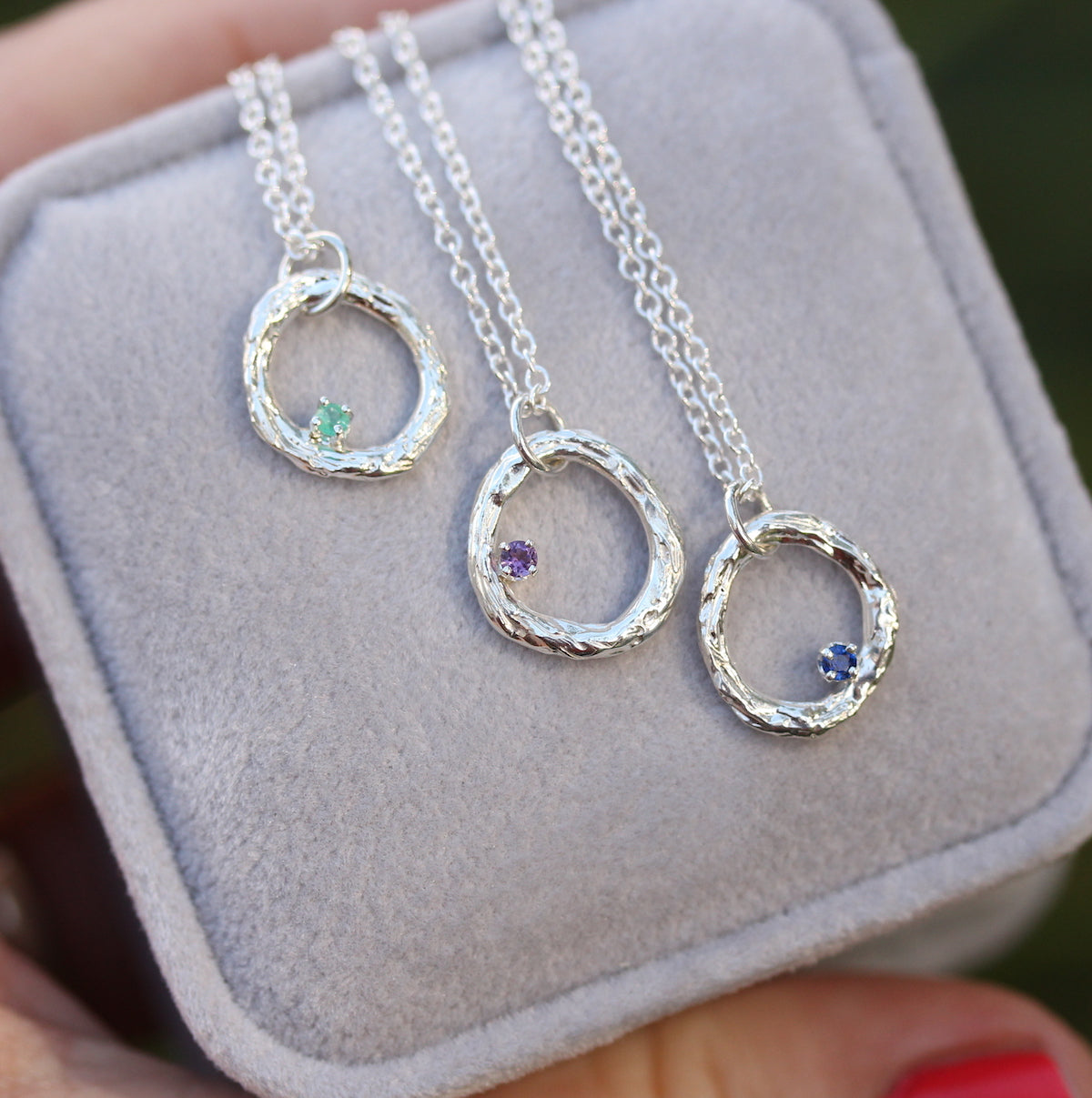 Birthstone Circle branch necklace