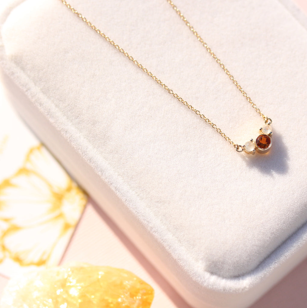 Citrine and rose cut diamond necklace