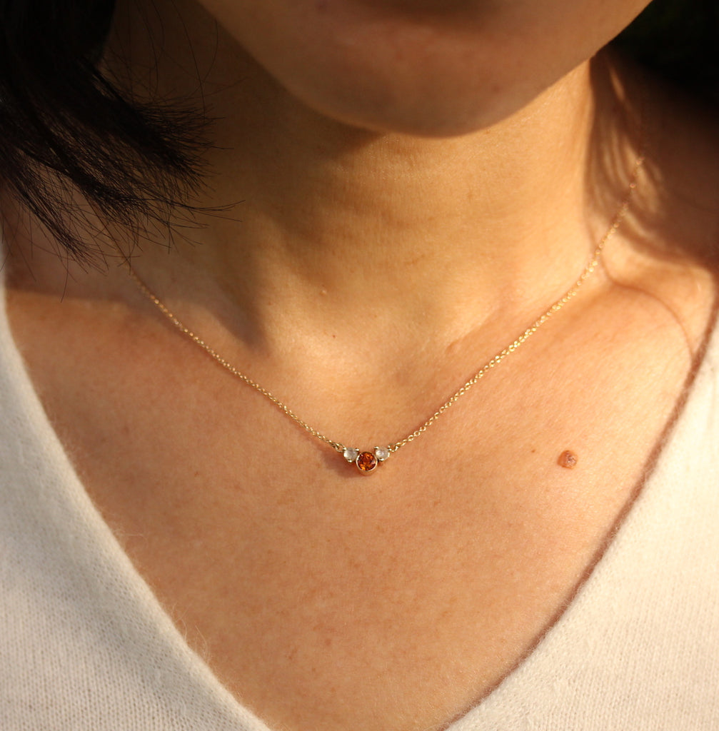 Citrine and rose cut diamond necklace
