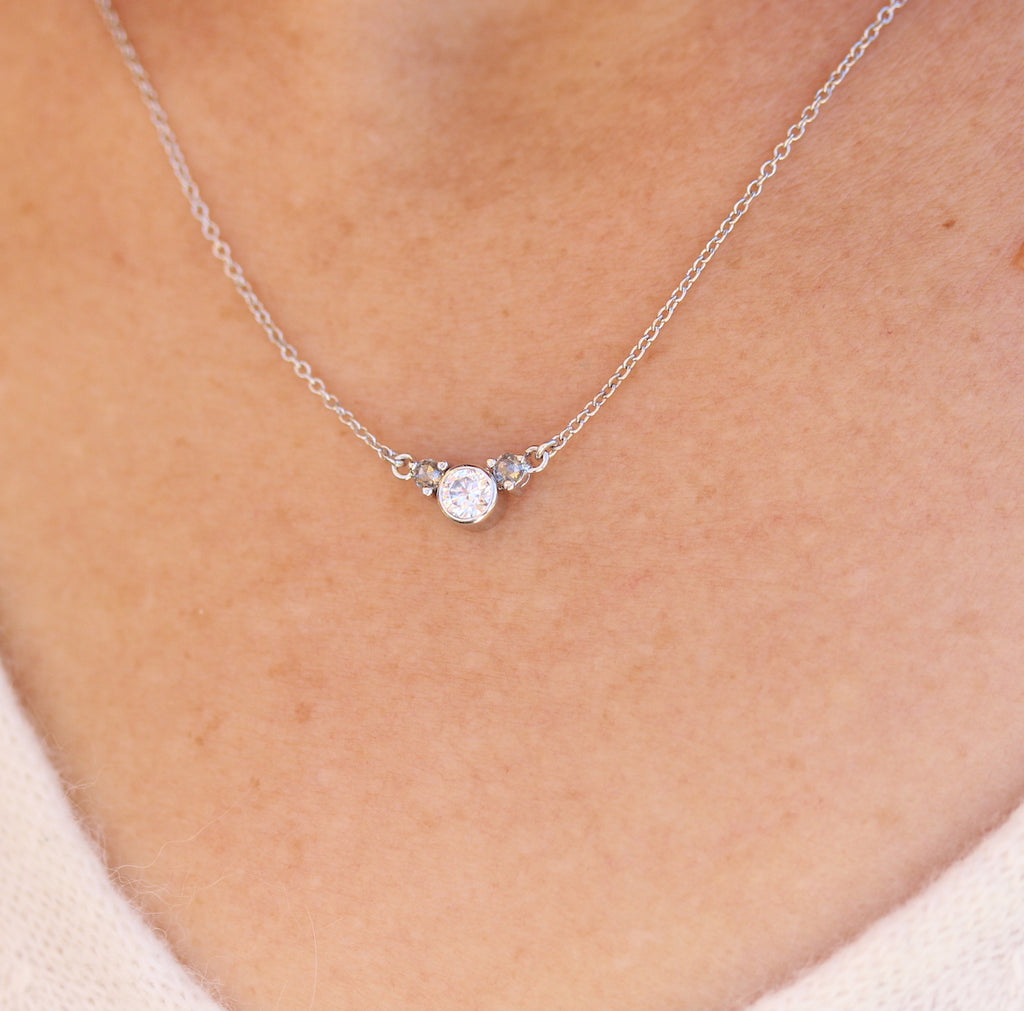 Moissanite and rose cut diamond necklace