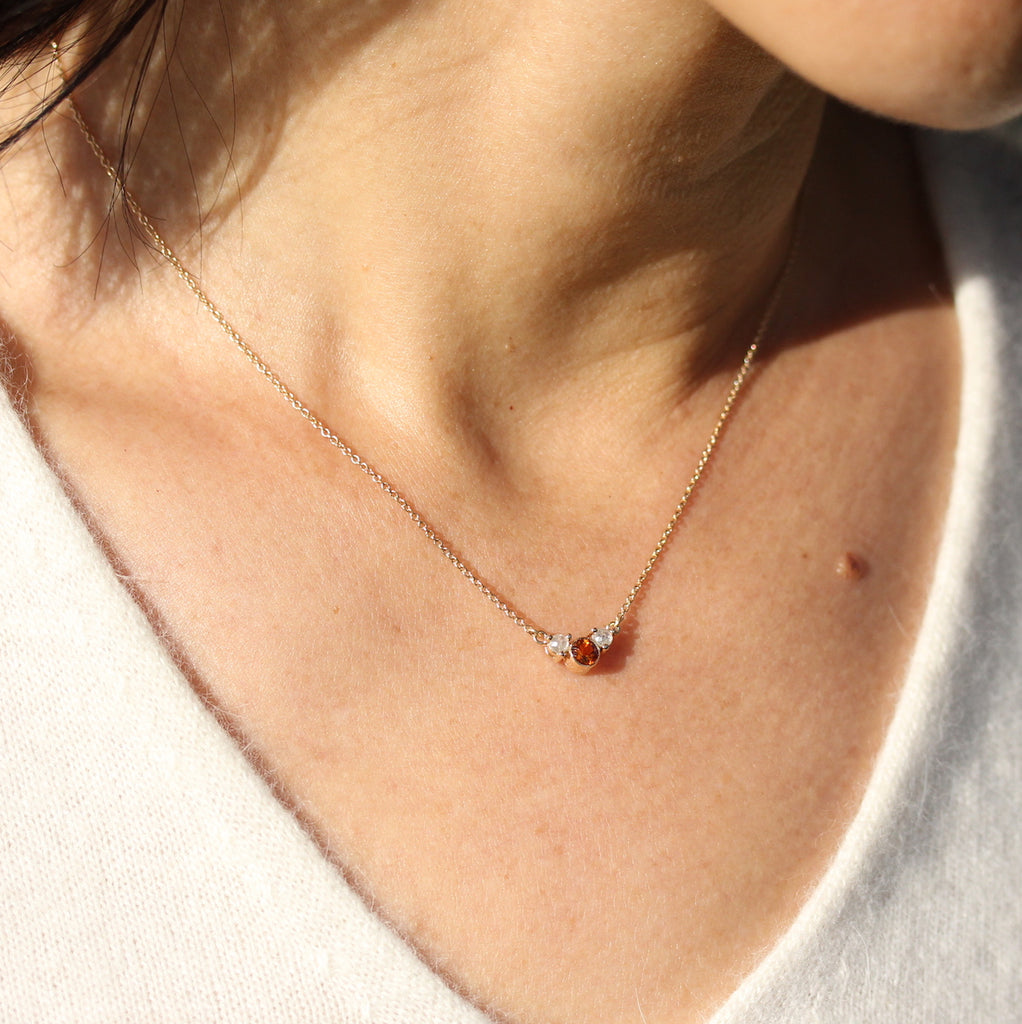 Citrine and rose cut diamond necklace