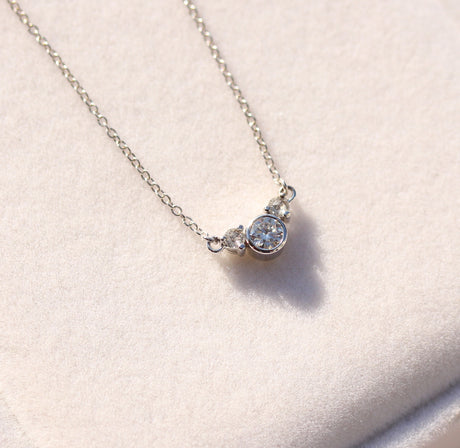 Moissanite and rose cut diamond necklace