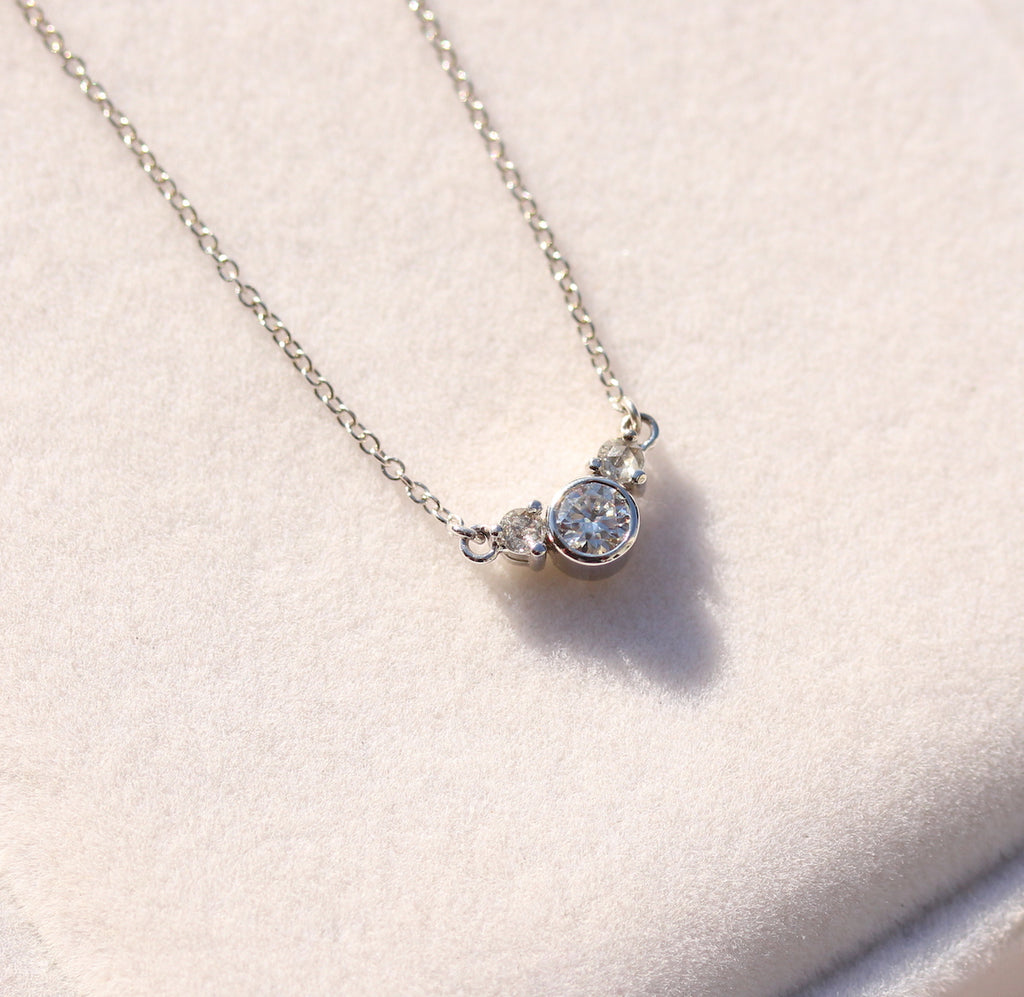 Moissanite and rose cut diamond necklace