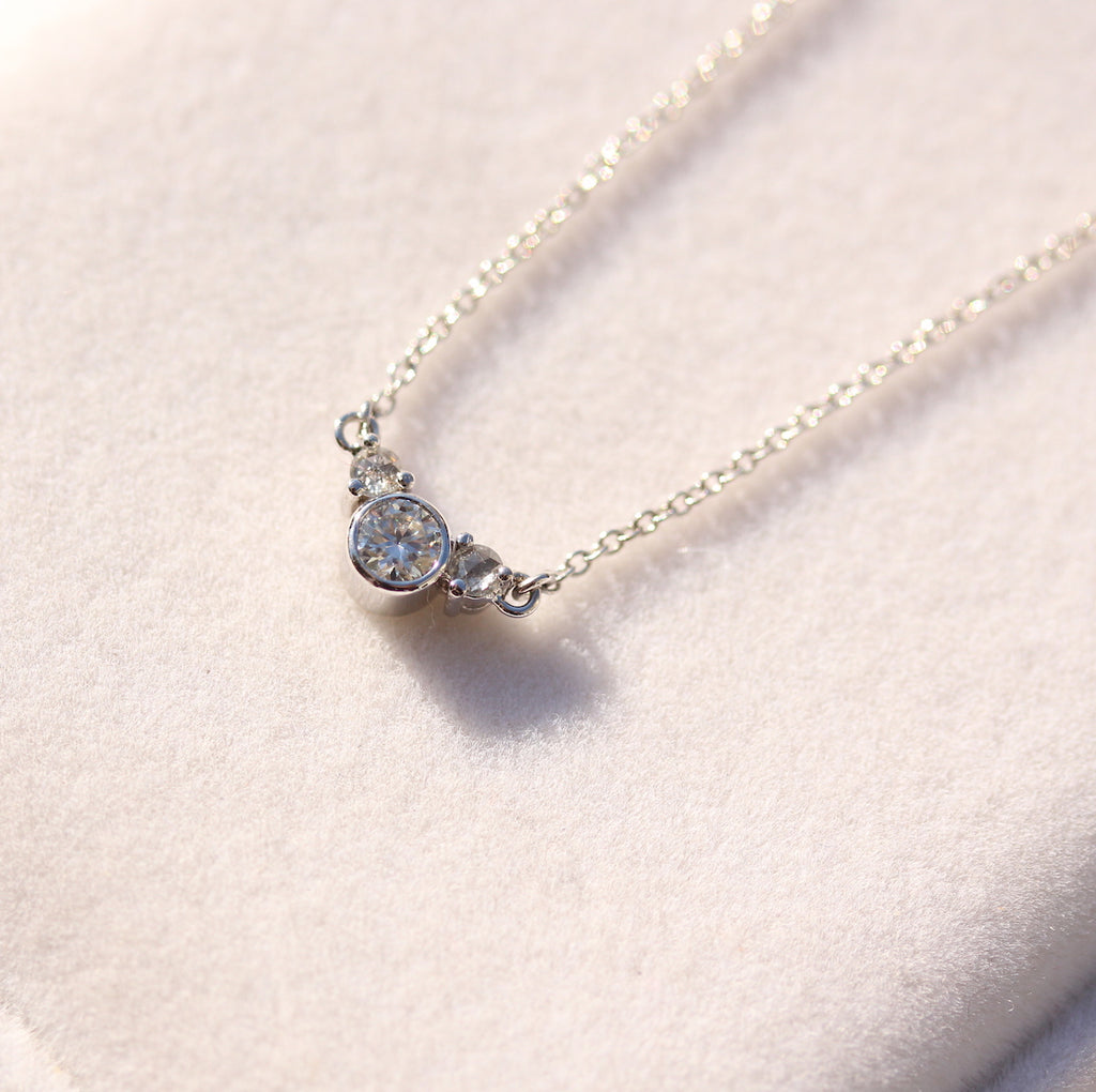 Moissanite and rose cut diamond necklace
