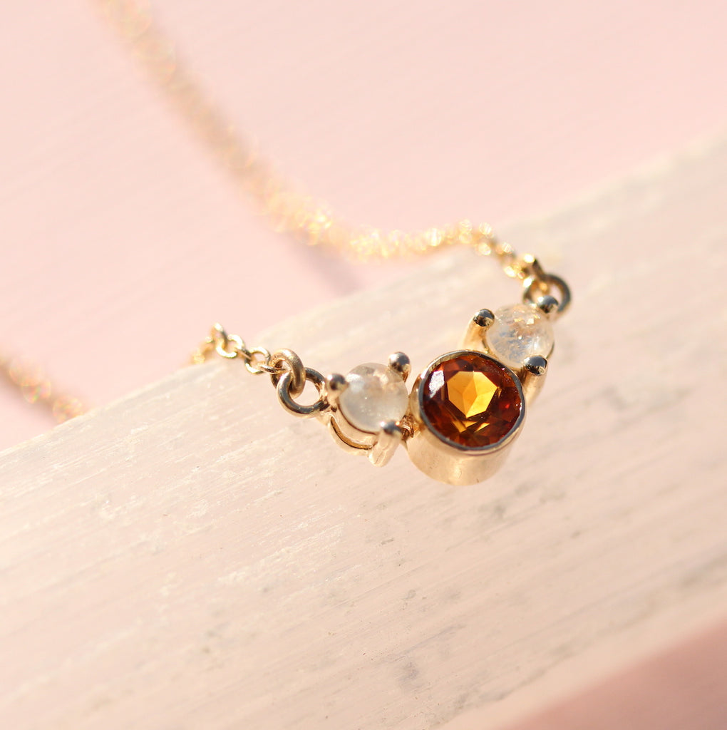 Citrine and rose cut diamond necklace